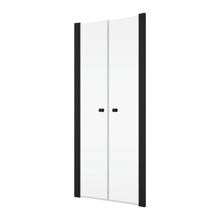 Ronal Solino drzwi prysznicowe dwuskrzydłowe 100cm(98,2x101,5cm), profil czarny mat, szkło bezbarwne SOL210000607