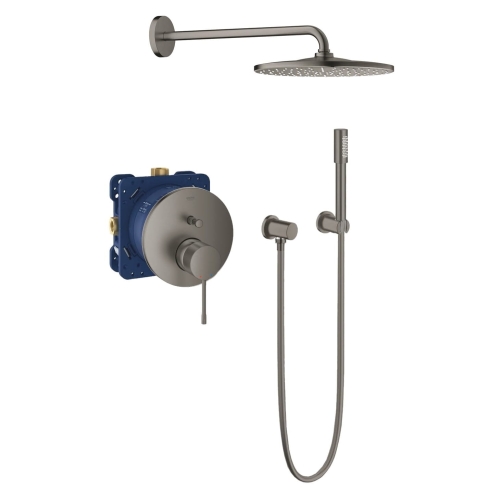 GROHE Essence zestaw prysznicowy podtynkowy z deszczownicą 310mm, ramię 422mm, szczotkowany grafit - brushed hard graphite 24058AL1-11