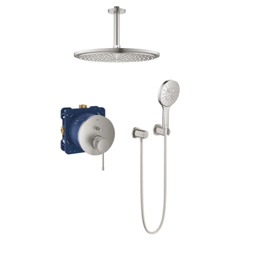 GROHE Essence zestaw prysznicowy podtynkowy z deszczownicą 310mm z ramieniem sufitowym, stal nierdzewna 24058DC1-06.jpg