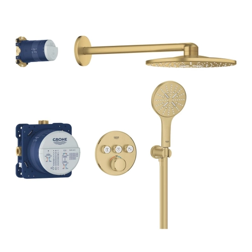 GROHE Grohtherm SmartControl zestaw prysznicowy podtynkowy z termostatem, złoty szczotkowany - brushed cool sunrise 34863GN0
