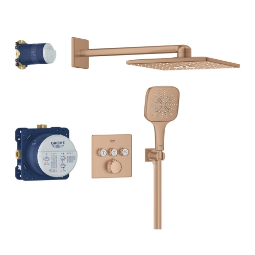 GROHE Grohtherm SmartControl Cube zestaw prysznicowy podtynkowy z termostatem, miedziany szczotkowany - brushed warm sunset 34864DL0