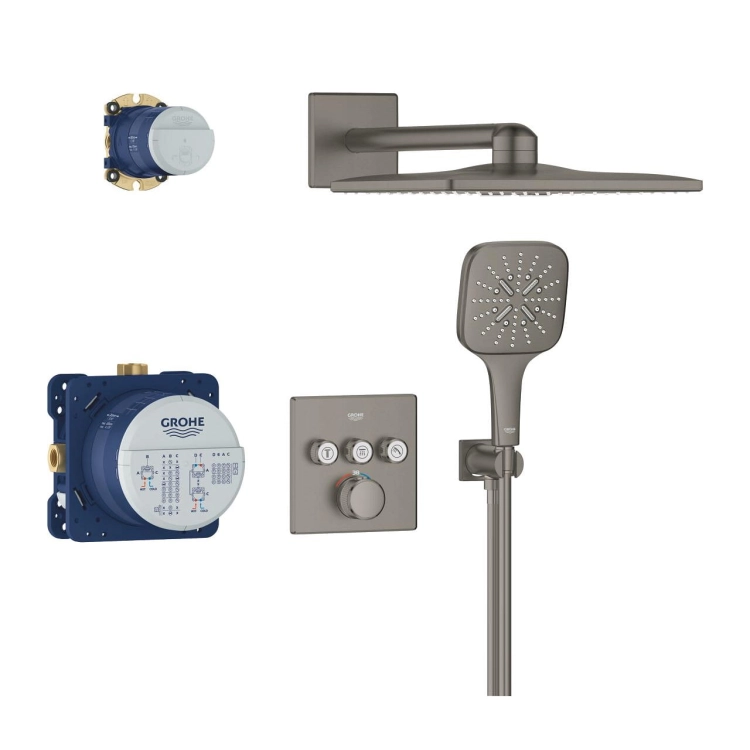 GROHE Grohtherm SmartControl Cube zestaw prysznicowy podtynkowy z termostatem, grafitowy szczotkowany - brushed hard graphite 34864AL0