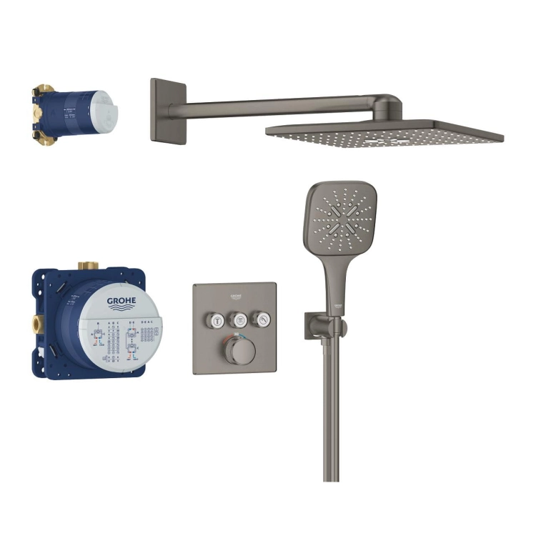 GROHE Grohtherm SmartControl Cube zestaw prysznicowy podtynkowy z termostatem, grafitowy szczotkowany - brushed hard graphite 34864AL0