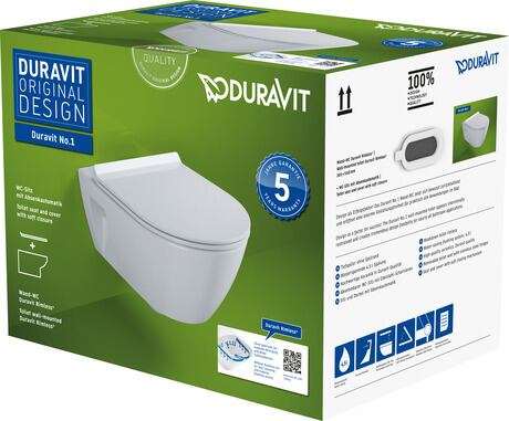 Duravit No.1 Rimless miska podwieszana 54x36,5cm, biała z deską wolnoopadającą 45820900A1