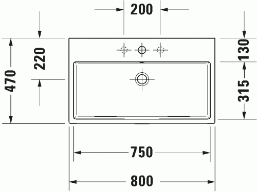 Duravit Vero Air umywalka meblowa 80x47cm, bez otworu na baterię, z przelewem, biała 2350800060