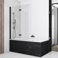 Ronal Solino black SOLB2 parawan nawannowy 2-częściowy 100cm, lewy, profil czarny mat, szkło bezbarwne SOLB2G1000607