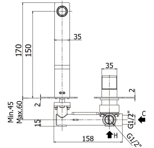 Paffoni Elle bateria umywalkowa podtynkowa, wylewka 150 mm, chrom EL104CR70