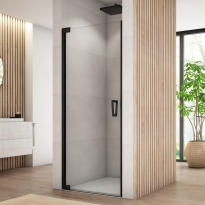 Ronal Cadura drzwi wahadłowe 75cm(72,5-75cm), lewe, profil czarny mat, szkło bezbarwne CA1CG0750607