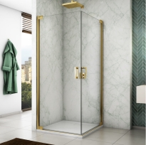 Ronal Cadura kabina kwadratowa 75x75cm, drzwi wahadłowe, profil złoty połysk, szkło bezbarwne CA1CG0751207+CA1CD0751207