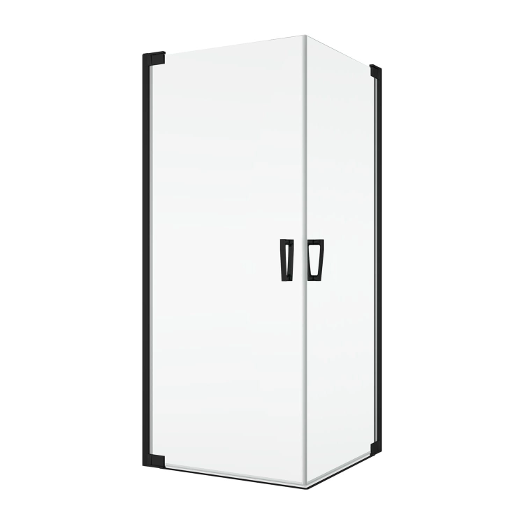 Ronal Cadura kabina kwadratowa 80x80cm, drzwi wahadłowe, profil czarny mat, szkło bezbarwne CA1CG0800607+CA1CD0800607