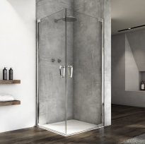 Ronal Cadura kabina kwadratowa 80x80cm, drzwi wahadłowe, profil srebrny połysk, szkło bezbarwne CA1CG0805007+CA1CD0805007
