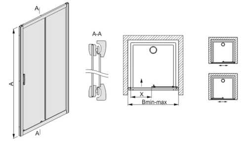 Sanplast TX5b drzwi przesuwne 90 cm W15 sb 600-271-1100-38-231 