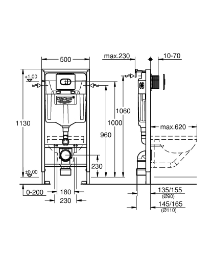 GROHE Solido zestaw instalacyjny 3w1, h-113cm, z przyciskiem 38981000