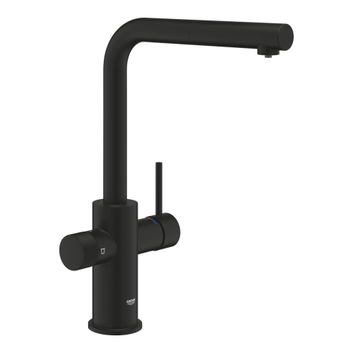 GROHE Blue Pure Minta bateria zlewozmywakowa do filtra, z wyciąganą wylewką, phantom black 30590KF0