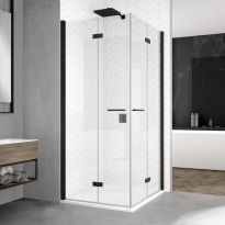 Ronal Solino black kabina prostokątna 100x80cm, drzwi składane, lewa, profile czarny mat, szkło bezbarwne SOLF1G1000D08000607