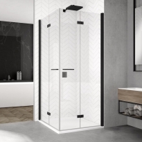 Ronal Solino black kabina kwadratowa 80x80cm, drzwi składane, profile czarny mat, szkło bezbarwne SOLF1G0800D08000607