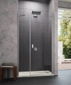 HUPPE Design Pure 4-kąt drzwi skrzydłowe z częścią boczną do wnęki 120cm(118,5-121,5cm), profil srebrny mat, szkło bezbarwne AP 8P7204.087.322