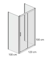 Sanplast TX5b kabina trójścienna prostokątna 100x120x100cm, szkło bezbarwne W0, profile srebrne błyszczące 600-271-1120-2-1330-38-401