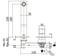 Paffoni Elle Black bateria umywalkowa podtynkowa, wylewka 200 mm, czarny mat EL105NO70