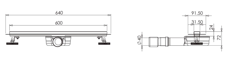 Balneo Balneo Slim&amp;Low ProLine 60cm rysunek techniczny