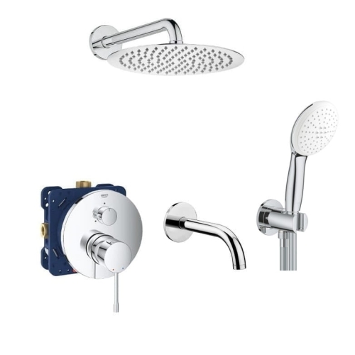 Grohe Essence komplet wannowo-prysznicowy, wylewka 175mm, deszczownica Paffoni 230mm, 24092001-14
