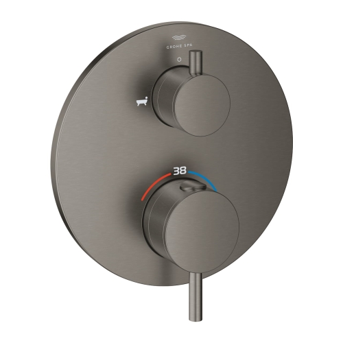 GROHE Atrio termostatyczna bateria wannowa do obsługi dwóch odbiorników, element zewnętrzny, szczotkowany grafit - brushed hard graphite 24359AL0