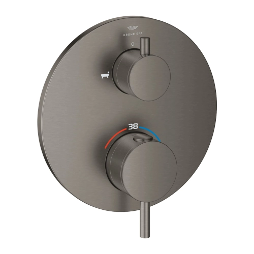 GROHE Atrio termostatyczna bateria wannowa do obsługi dwóch odbiorników, element zewnętrzny, szczotkowany grafit - brushed hard graphite 24359AL0