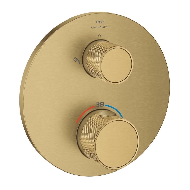 GROHE Atrio Private Collection termostatyczna bateria do obsługi dwóch odbiorników, element zewnętrzny, złoty szczotkowany - brushed cool sunrise 24396GN0