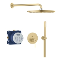 GROHE Essence zestaw prysznicowy podtynkowy z deszczownicą 310mm, ramię ścienne 380mm, złoty szczotkowany - brushed cool sunrise 25287GN0-ED4