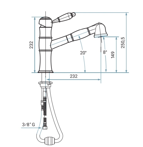 Emmevi Laguna bateria zlewozmywakowa z wyciąganą wylewką 40065BR-tech.jpg
