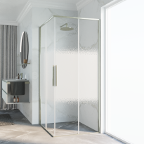 Novellini Riga A kabina kwadratowa 90x90cm, drzwi przesuwne, profile inox szczotkowany, szkło wzór Rose 1 RIGA87LD-87LS-56Z