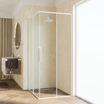 Novellini Riga A kabina kwadratowa 90x90cm, drzwi przesuwne, profile biały mat, szkło bezbarwne RIGA87LD-87LS-1U