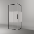 Novellini Riga A kabina kwadratowa 90x90cm, drzwi przesuwne, profile czarny mat, szkło wzór Rose 1 RIGA87LD-87LS-56H