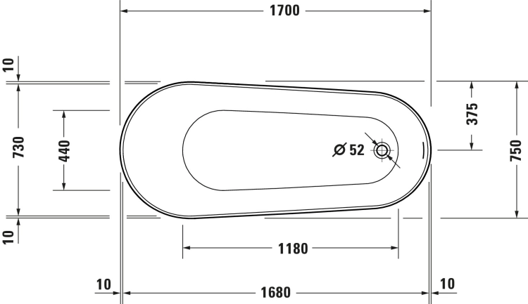 Duravit DuraFaro wanna wolnostojąca 170x75cm, biała 700567000000000