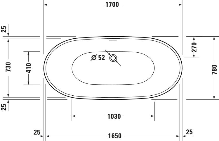 Duravit DuraVato wanna wolnostojąca 170x78cm, biała 700571000000000