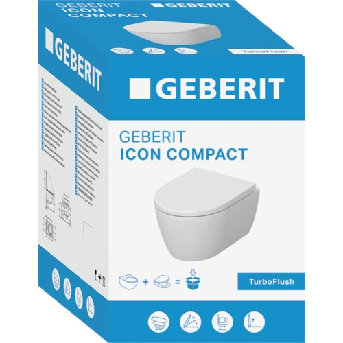 Geberit Icon miska podwieszana 49x35,5cm, TurboFlush, biała z deską wolnoopadającą 503.048.00.1
