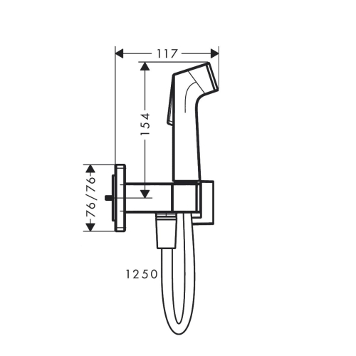 HansGrohe Bidette główka prysznicowa 1jet E EcoSmart z mieszaczem, uchwytem i wężem prysznicowym 125 cm, czarny chrom szczotkowany 29233340