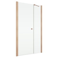 Ronal Solino MS drzwi 100 cm (97,7-101cm) wahadłowe jednoskrzydłowe ze ścianką stałą w linii, profile miedź szczotkowana, szkło bezbarwne SOL3110002707