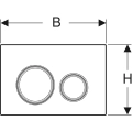 Geberit Sigma50 okrągły rysunek wymiarowy. Wymiary: B - 246 mm, H - 164 mm
