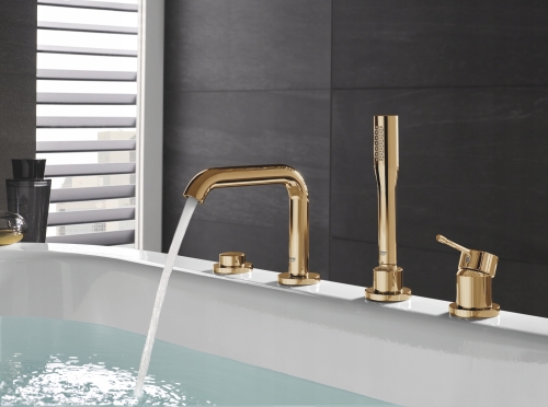 Nowoczesna bateria wannowa Grohe Essence Professional z wylewką i słuchawką prysznicową