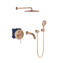 GROHE Essence zestaw wannowo-prysznicowy z deszczownicą i wylewką wannową, miedziany szczotkowany - brushed warm sunset 24092DL1-07