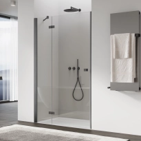 Ronal Annea drzwi prysznicowe 90cm(88,3-90cm) lewe, drzwi skrzydłowe, gunmetal szczotkowany, szkło bezbarwne AN13G09002607