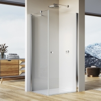 Ronal Solino kabina kwadratowa lub prostokątna, wykonanie na wymiar, drzwi skrzydłowe, profile srebrny połysk, SOL1SM150xx+SOLT1SM150xx