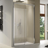 Ronal Top-Line S na wymiar, drzwi przesuwne dwuczęściowe prawe, profile srebrny połysk, szkło bezbarwne TLS2DSM15007