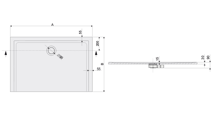 Sanplast Space Mineral brodzik prostokątny B-M/SPACE 70x80x1,5cm Pro Safe 645-290-0110-01-002