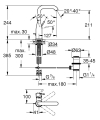 Bateria umywalkowa Grohe Essence New L-size rysunek wymiarowy