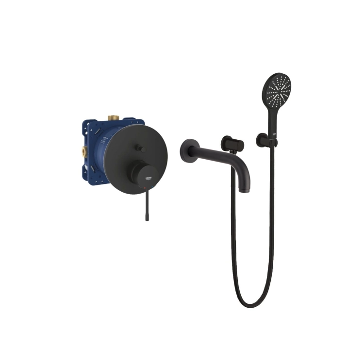 Zestaw wannowy podtynkowy GROHE Emmevi Phantom Black 24167KF1-08 czarny mat wanna prysznic