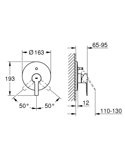 Grohe Lineare bateria wannowo-prysznicowa podtynkowa, element zewnętrzny do 35501, chrom 19297001