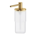 Detal dozownika GROHE Atrio szkło i metal brushed cool sunrise