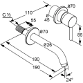 Bozz bateria umywalkowa podtynkowa element zewnętrzny, wylewka 180mm, nikiel szczotkowany 38244N576